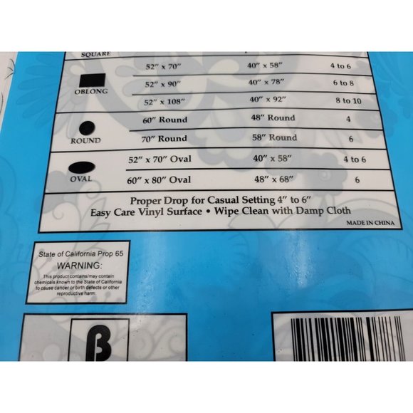 Vinyl Table Cloth Superior Flannel Back Broder Home Design 52" × 108" New A2 - Picture 9 of 11